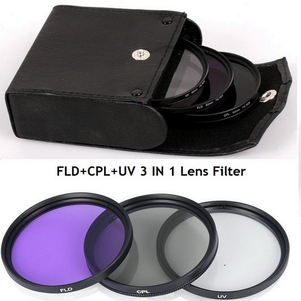 3 In 1 FLD UV CPL Lens Filter With Carry Bag For Canon Sony DSLR Camera