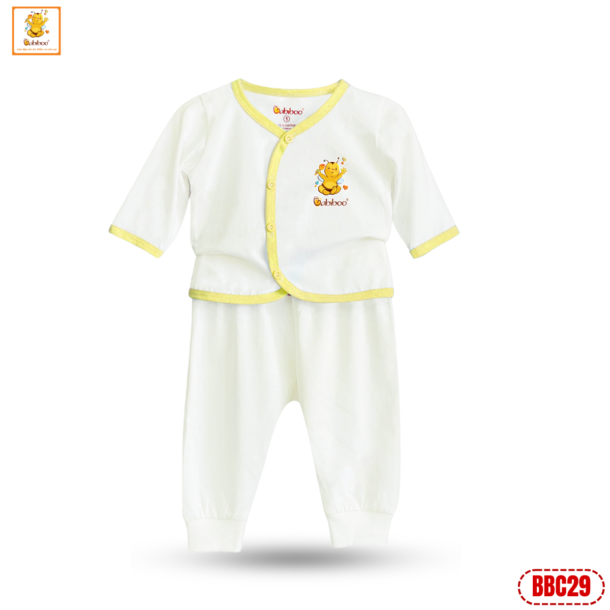 Bộ quần áo sơ sinh Babiboo set đồ dài tay cho bé chất cotton tự nhiên mềm mại - BBC29