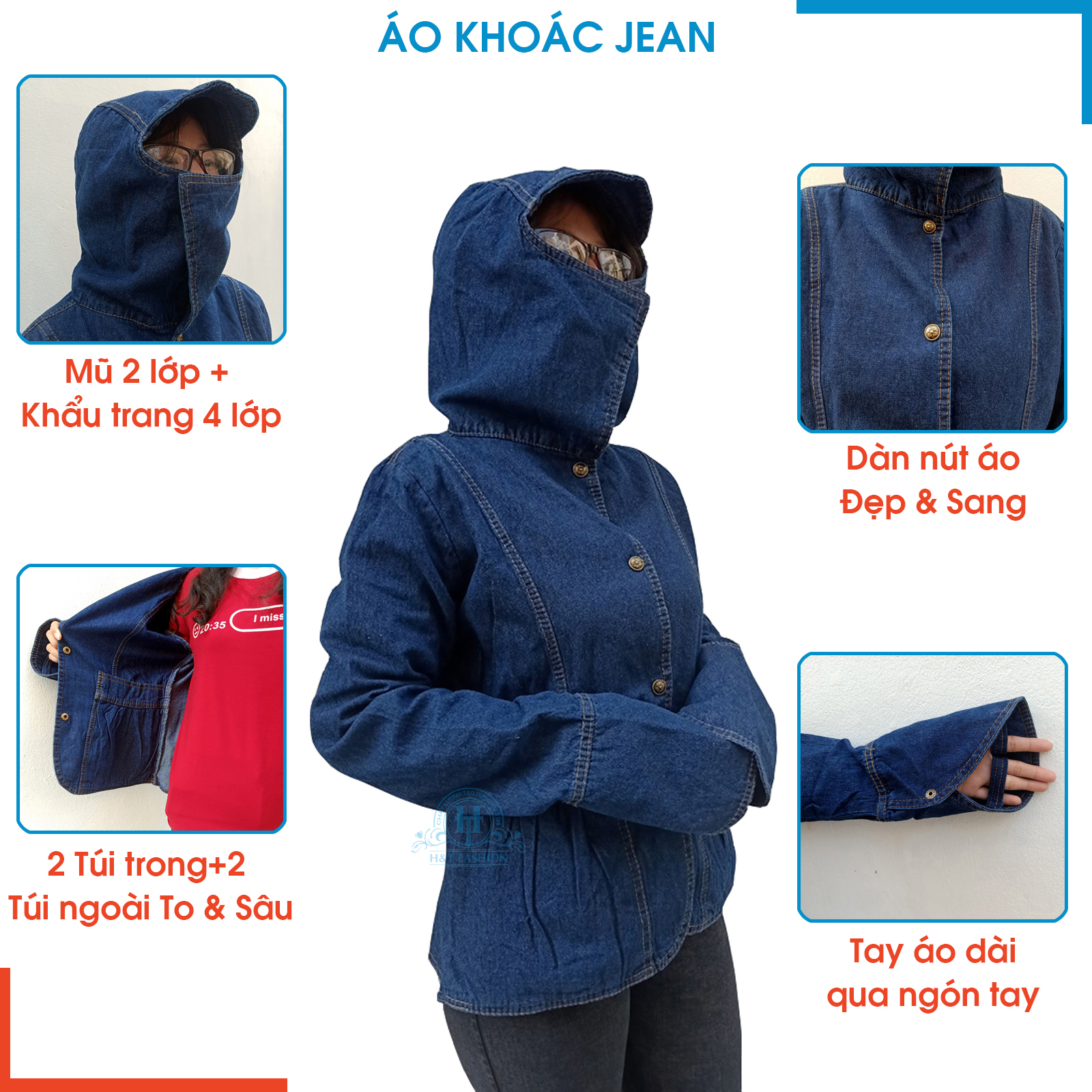 Áo Khoác Chống Nắng Jean Cao Cấp Cho Nữ