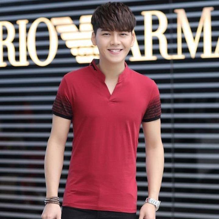 Áo thun nam đẹp V trụ tay ngắn phom áo suông vải thun cotton co giãn thoải mái MKT21