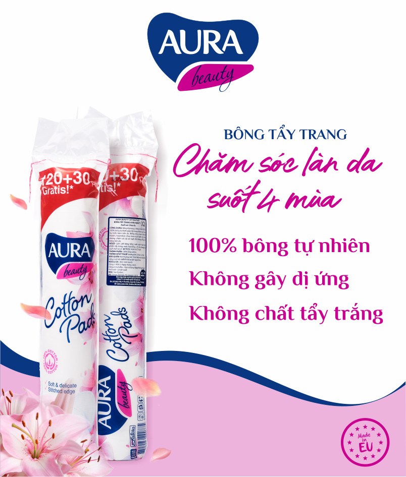 Hình ảnh Combo 5 bông tẩy trang Aura Beauty 150 miếng