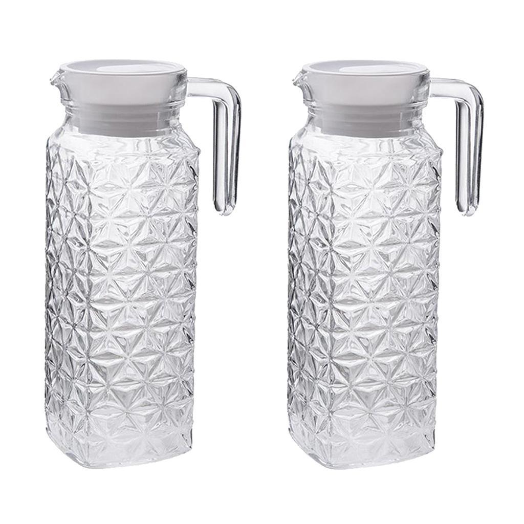 2 Pcs Clear Water Pitcher Juice Ice Tea Beverage Jar Jugs for Bar Cafe