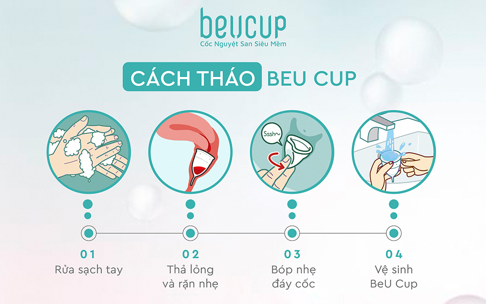 Bộ sản phẩm Cốc nguyệt san beUcup Silicol y tế Wacker Đức siêu mềm và dung dịch vệ sinh beUmate 50ml