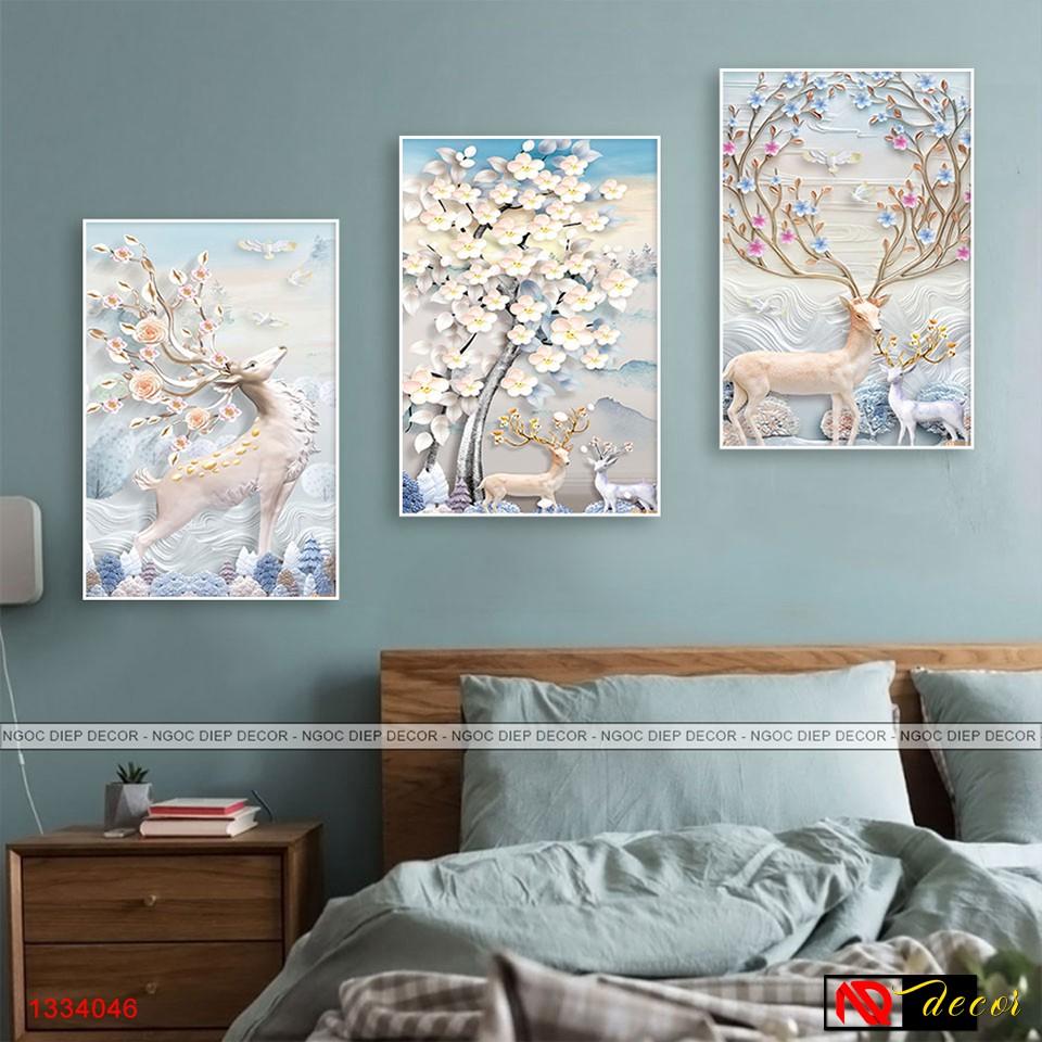 Bộ tranh treo tường phong thủy trang trí nội thất đẹp và giá gốc tại xưởng mới nhất thị trường ĐL 44