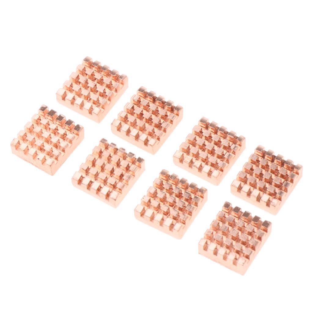 8 Pieces Cooling Copper Heatsinks for Motherboard VGA DDR RAM Heat Cooler