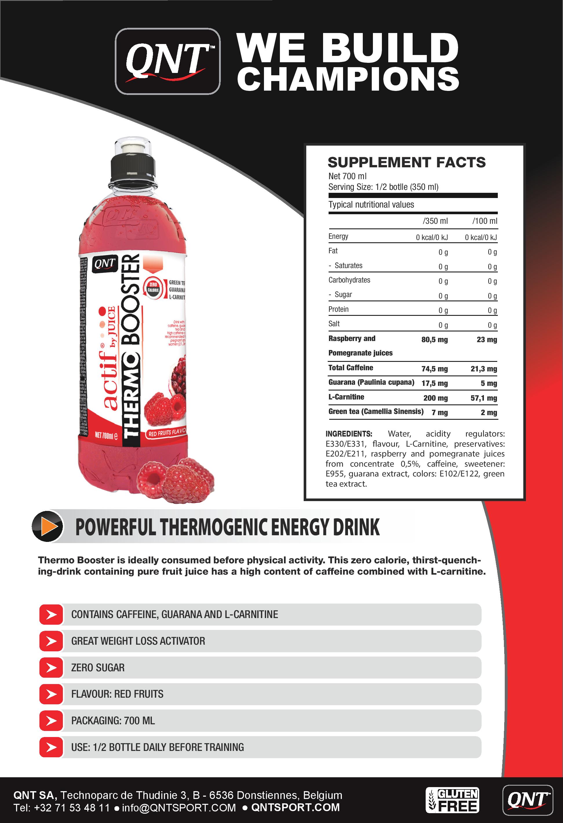 THERMOGENIC BOOSTER DRINK RED FRUITS ZERO CALORIE 12 X 700 ML