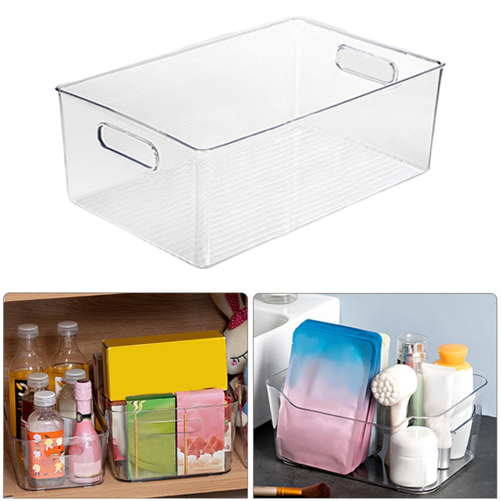 2x Transparent Storage Organizer Bin with Handle for Kitchen