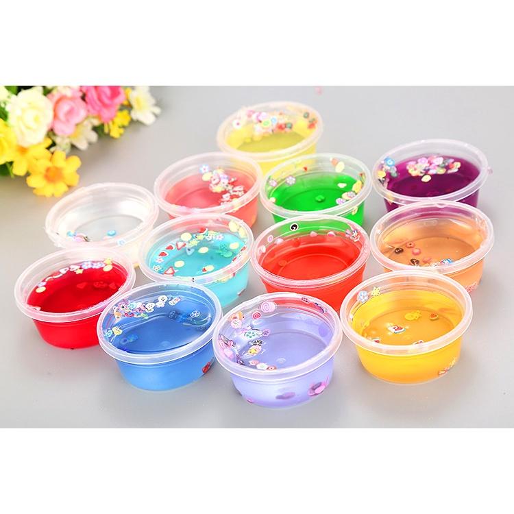 Lốc 12 hộp Slime Đồ chơi slam charm hoa quả vỏ sò kim tuyến