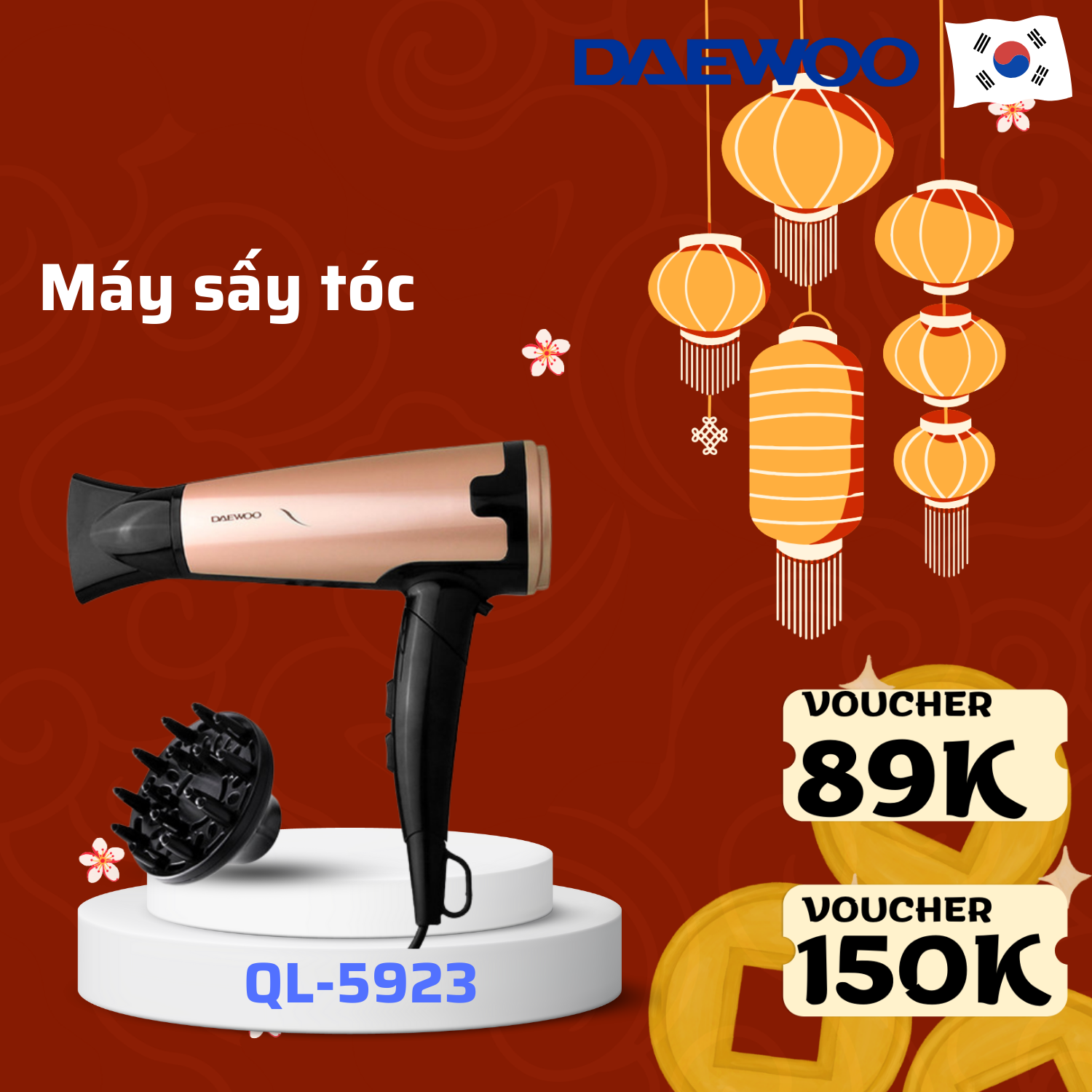 Máy sấy tóc Daewoo QL-5923  - Hàng chính hãng