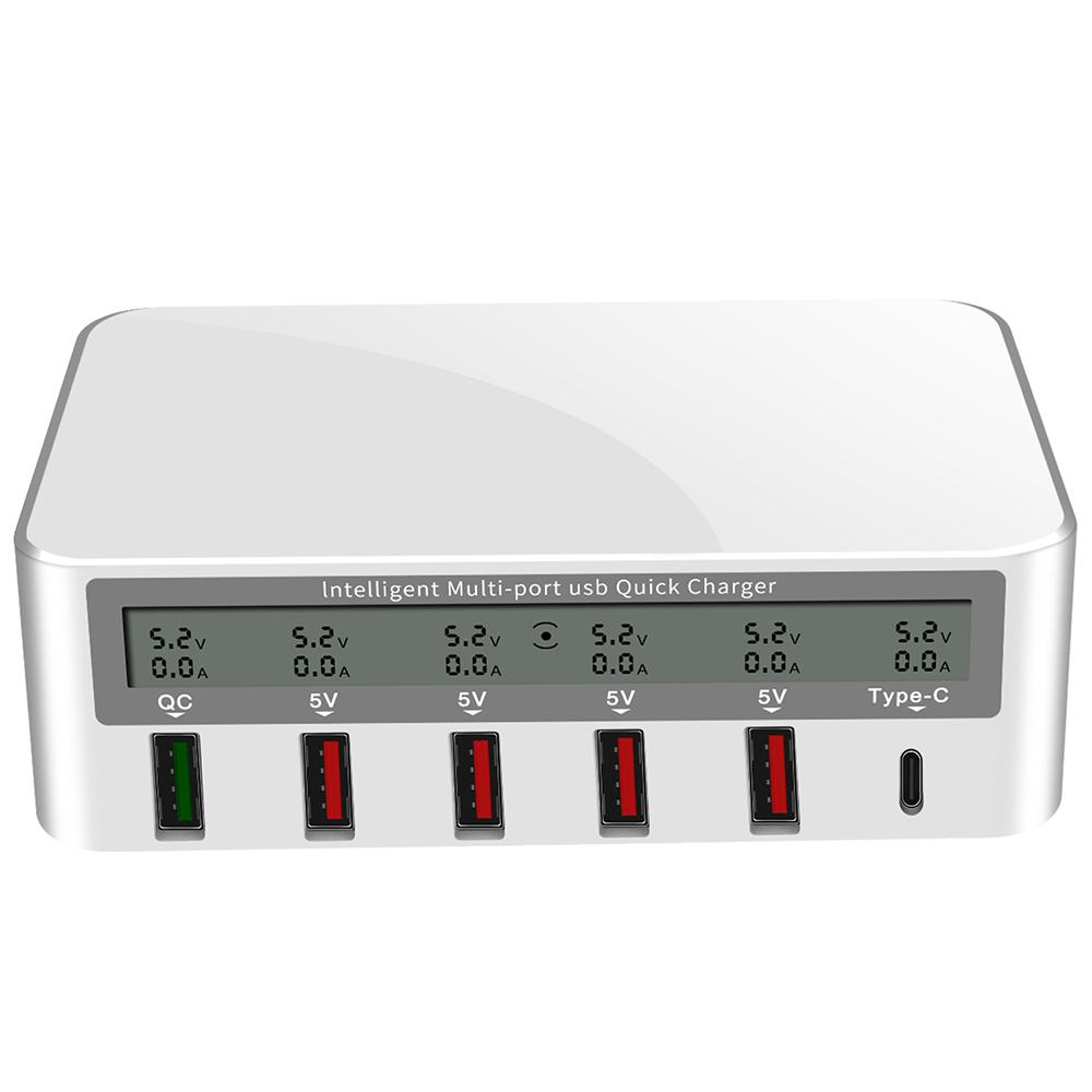 818 sạc nhanh USB thích ứng màn hình LCD Sạc nhanh Cổng QC 3.0 Type-C Đầu cắm EU