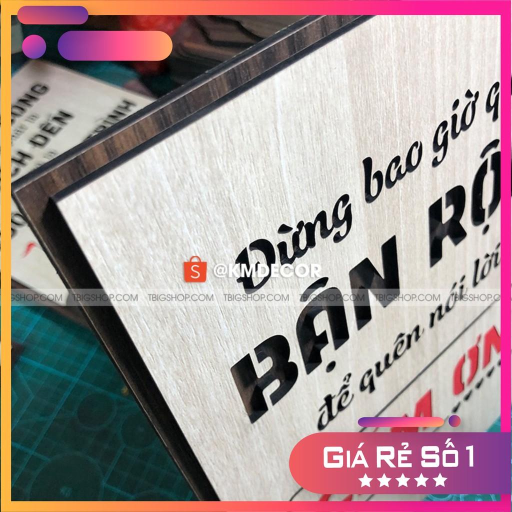 Tran gỗ TBIG - Tạo động lực mẫu câu "đừng bao giờ quá bận rộn để quên nói lời cám ơn" khắc chữ laser