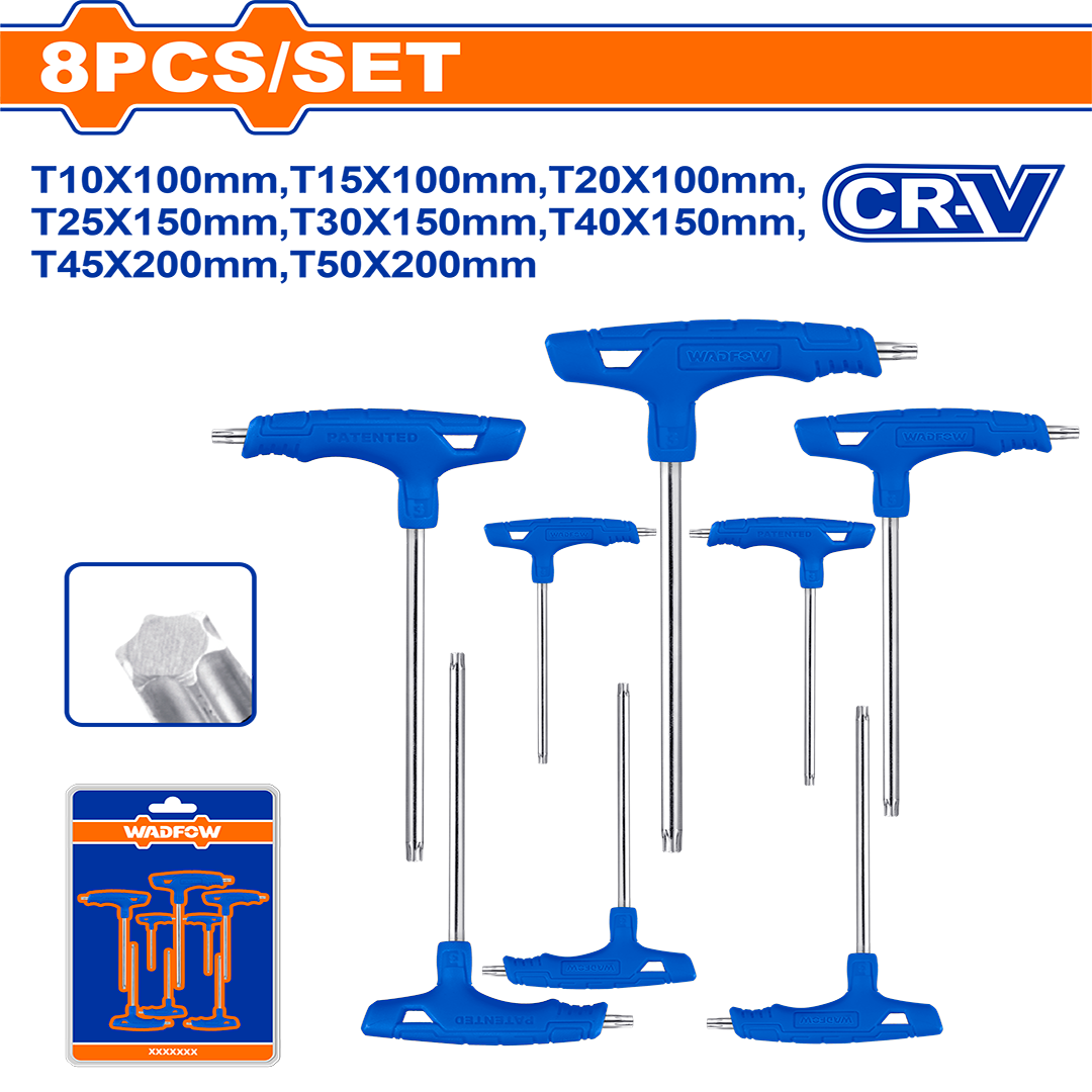 BỘ 8 CỜ LÊ LỤC GIÁC ĐẦU BI TAY CẦM CHỮ T WHK3481 WADFOW - HÀNG CHÍNH HÃNG