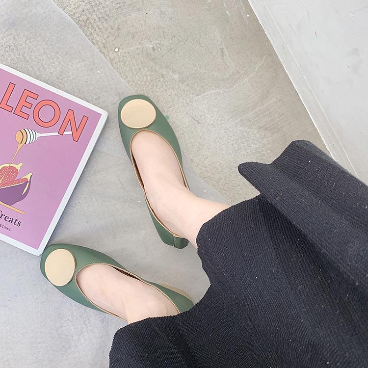 Giày Búp Bê Da Pu Mũi Vuông Đế Bằng Thời Trang Cho Nữ