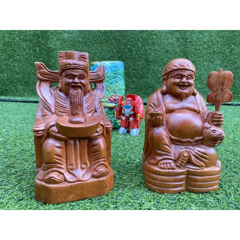 Cặp thần tài thổ địa gỗ hương cao 20cm