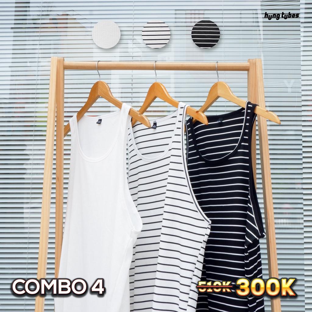 COMBO 3 ÁO BA LỖ thun gân cotton mềm mại đi biển thoải mái Hung Tubes