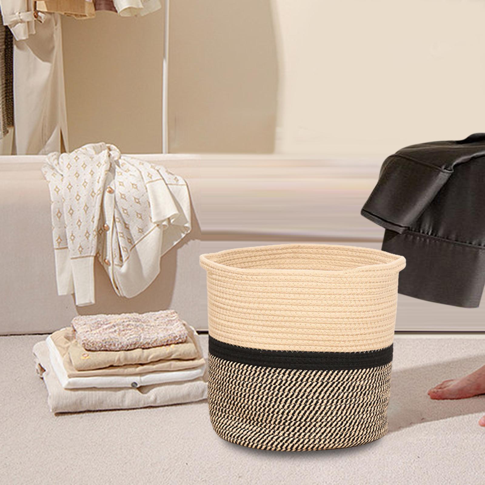 Laundry Hamper, Decorative Organizing Basket, Freestanding Woven Rope Storage Basket for Socks Blanket Toys