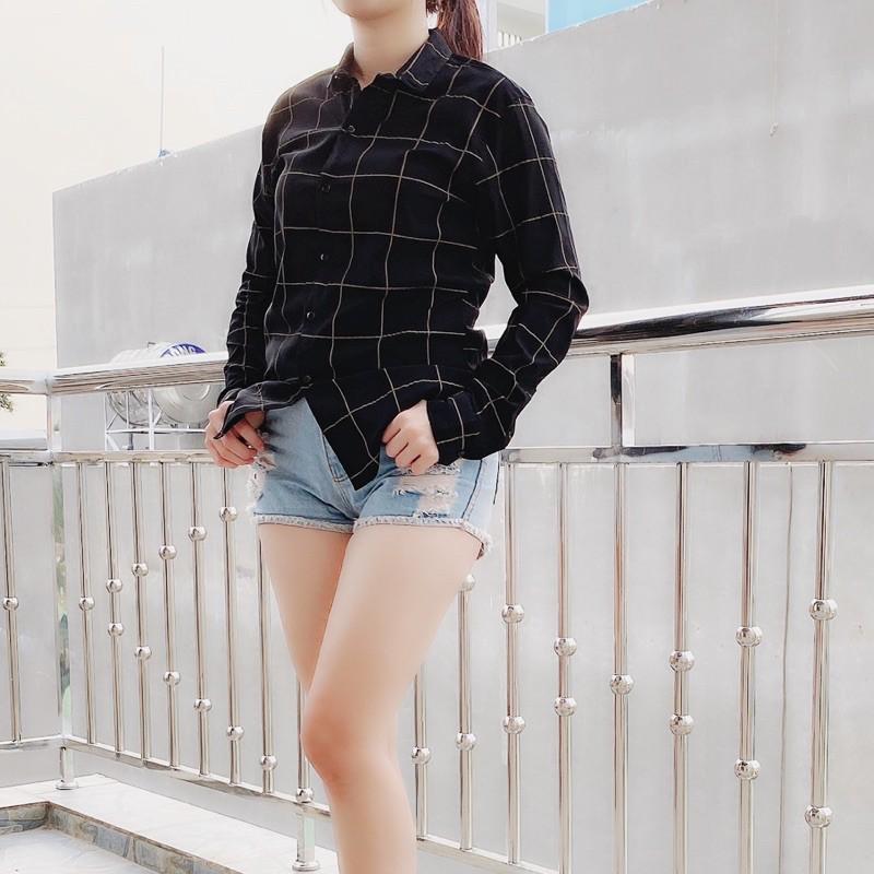 Áo Sơ Mi Nam Nữ Tay Dài Áo Ca Rô Caro Unisex Co Dãn Áo Cặp Đôi Hàng Xịn