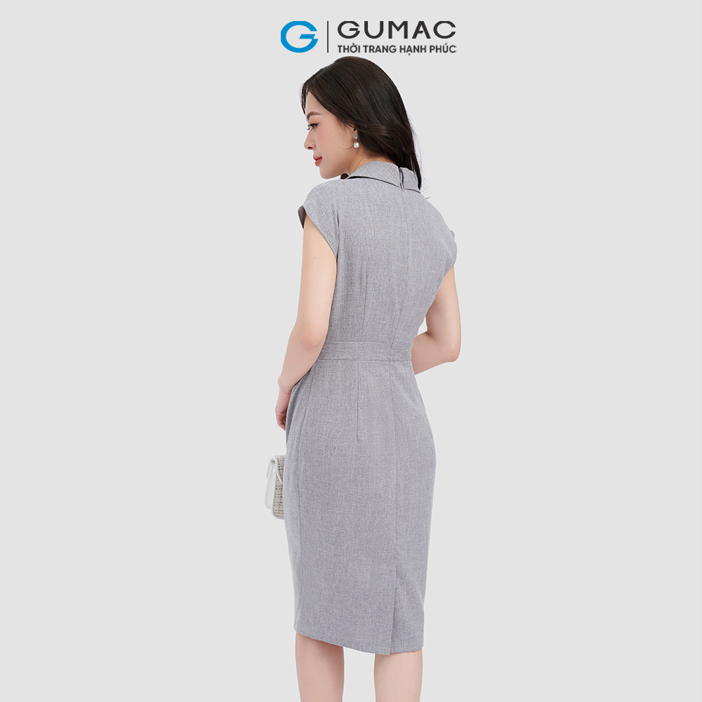 Đầm cổ vest thắt nơ thời trang GUMAC DC11059