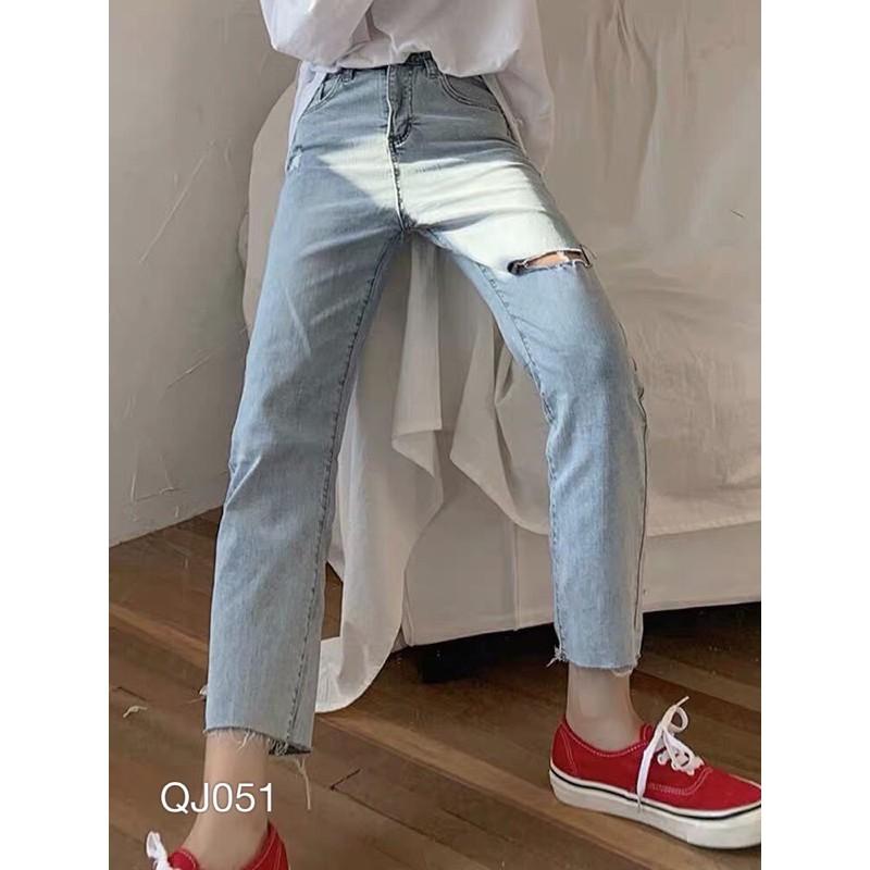 QJ051 - QUẦN JEAN BAGGY NỮ WASH RÁCH