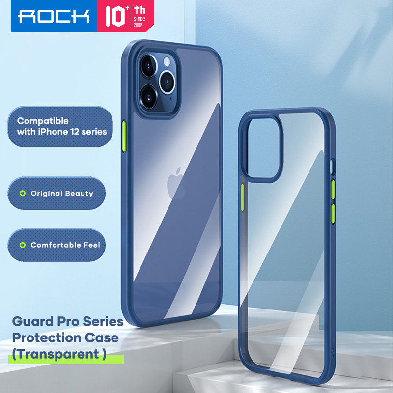 Ốp lưng trong suốt cho iPhone 12 Pro trang bị viền silicon chống sốc bảo vệ 720 độ Hiệu Rock Guard Pro - Hàng nhập khẩu