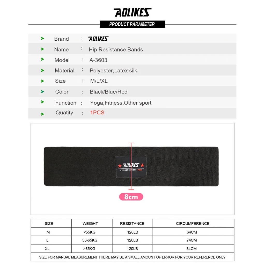 Dây đàn hồi kháng lực AOLIKES A-3603 tập cơ mông đùi chân không trơn trượt hip resistance bands