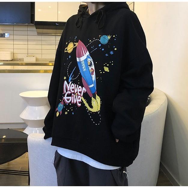 ÁO HOODIE NÓN CHUI TRÙM ĐẦU NAM NỮ UNISEX TÊN LỬA HTNS ÁO KHOÁC NỈ NGOẠI MỀM MỊN, Áo Nỉ Hoodie Nữ Nam Unisex ulzzang from rộng-Jins Store