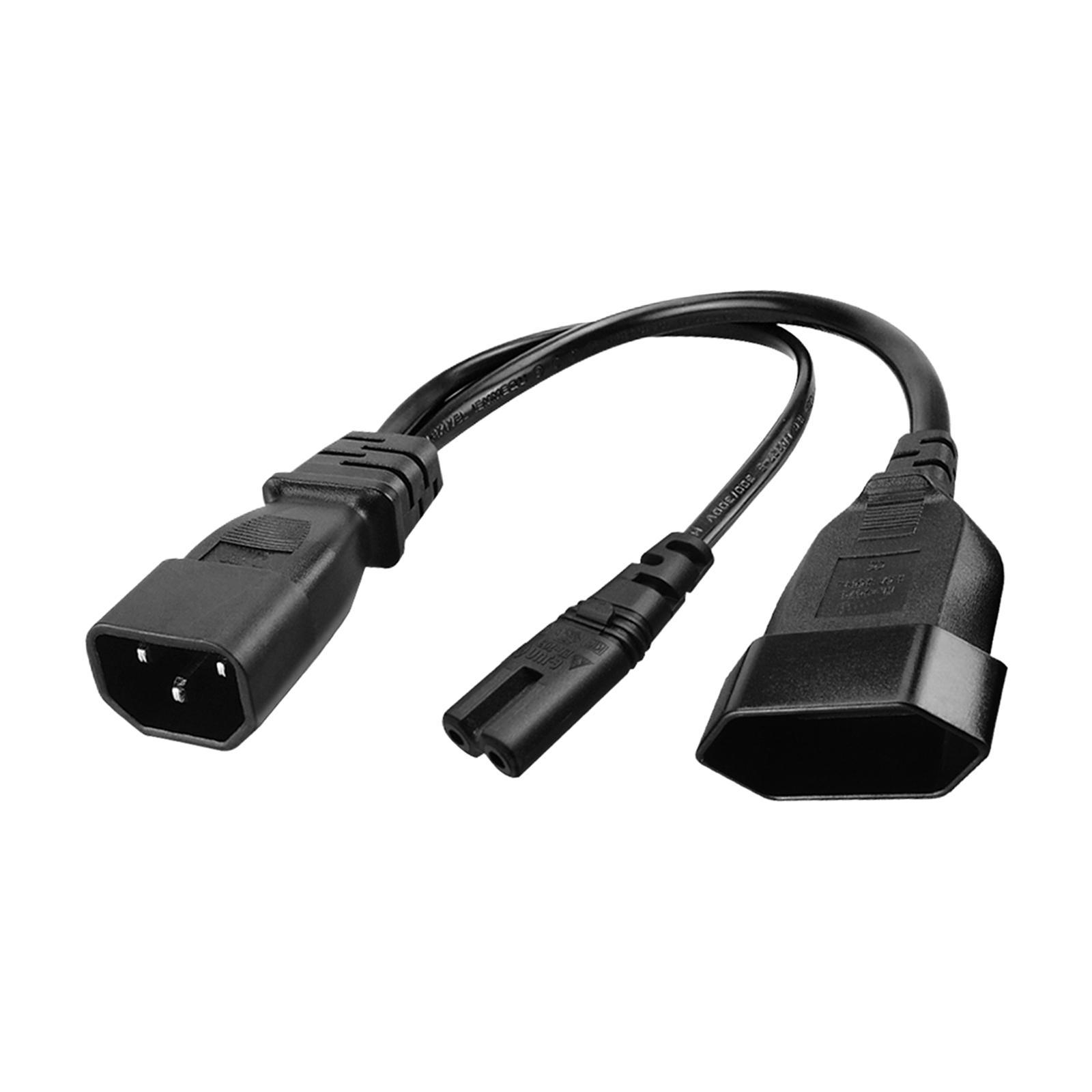 IEC 320 C14 Male to C7+European Female Y Split Power Adapter Cord 1
