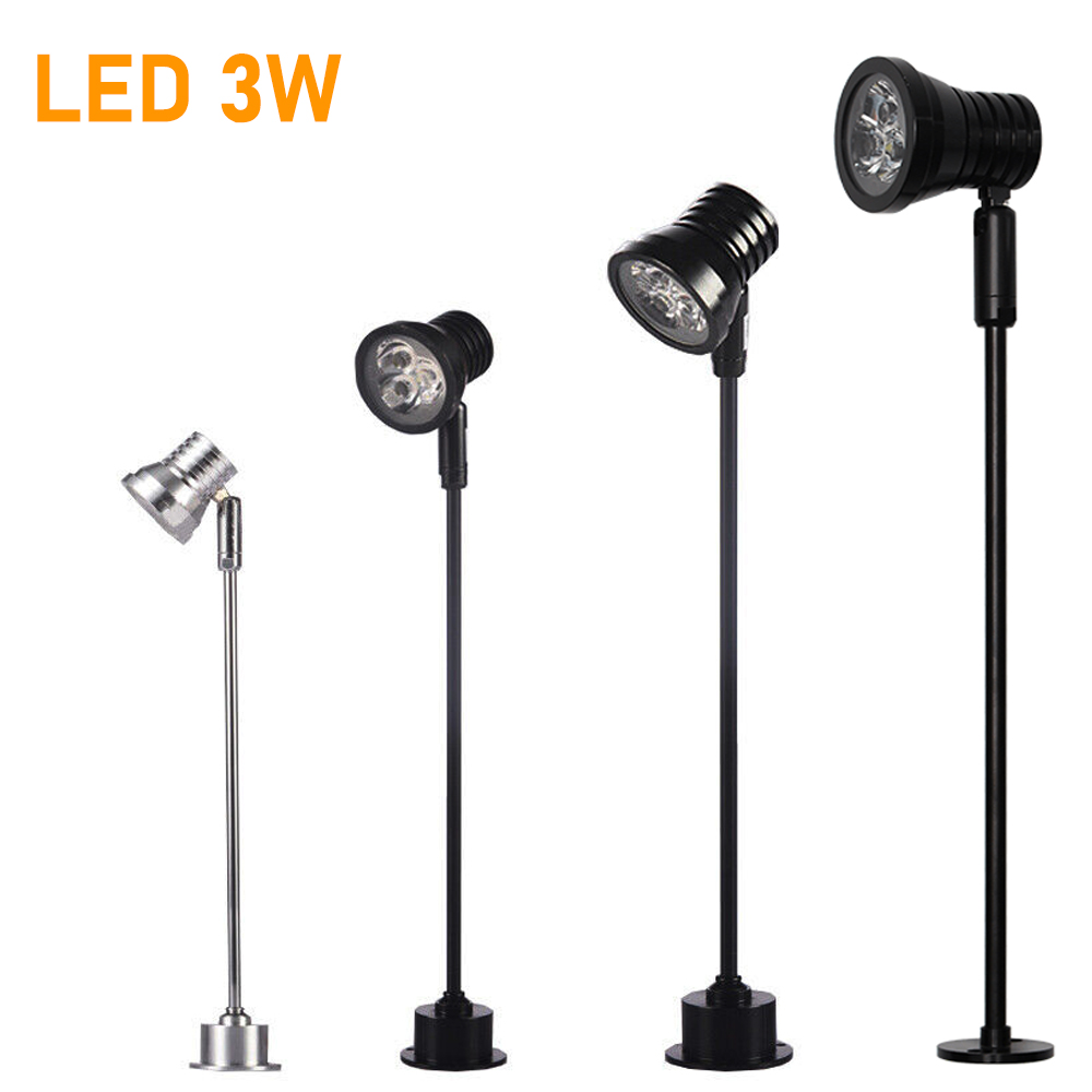 Đèn rọi Tủ kính trung bày sản phẩm 3 bóng Led 3W, Ánh sáng vàng chiếu điểm, Thân đèn Kim loại xoay 360°