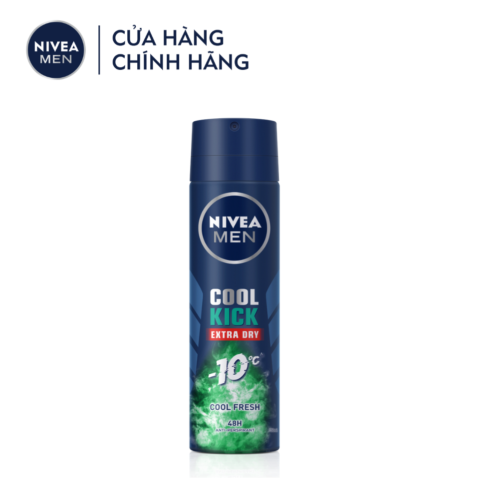 Xịt ngăn mùi NIVEA MEN Cool Kick Extra Dry Mát Lạnh - Siêu Khô Thoáng - 83165