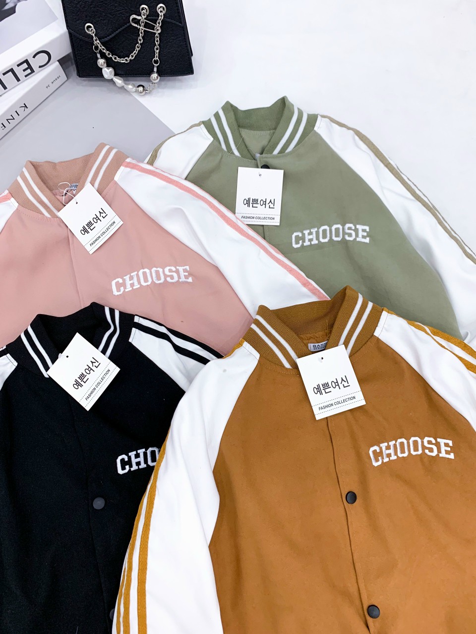 Áo Khoác nữ Chất da lộn vải 2 lớp dày dặn THÊU CHỮ CHOOSE chất vải mịn form rộng