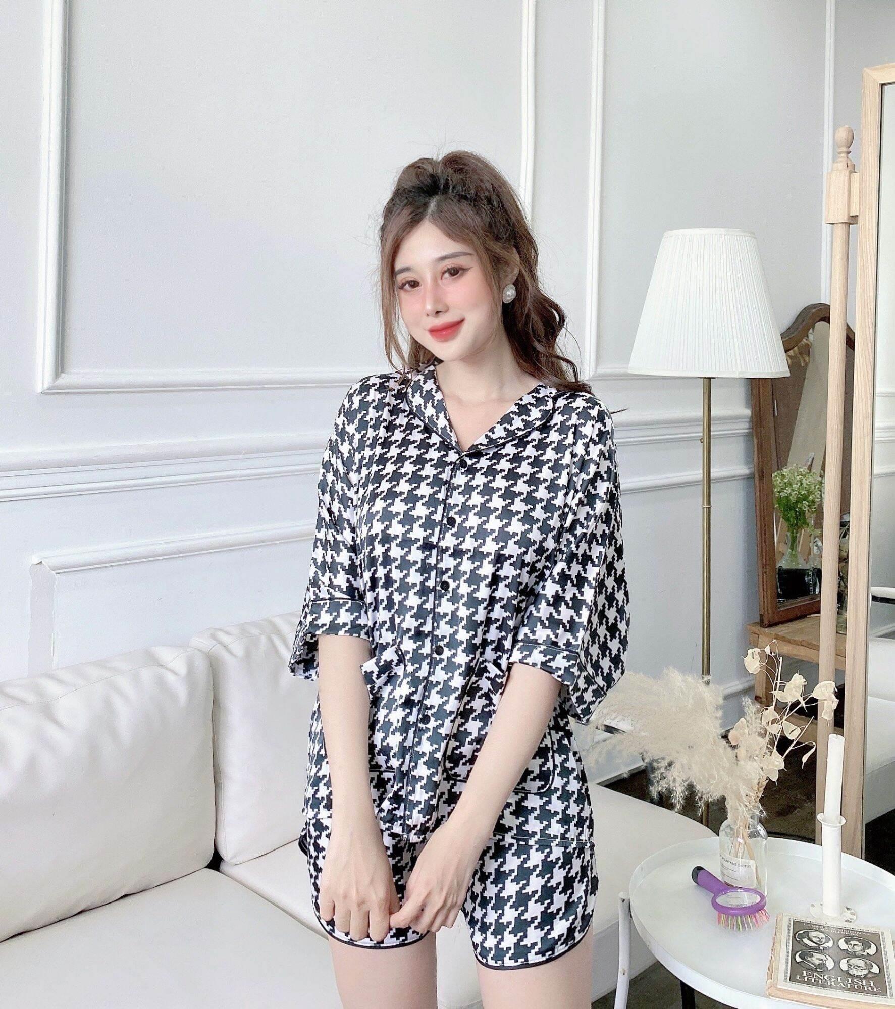 pijama đùi sọc caro kute - Champagne Pink