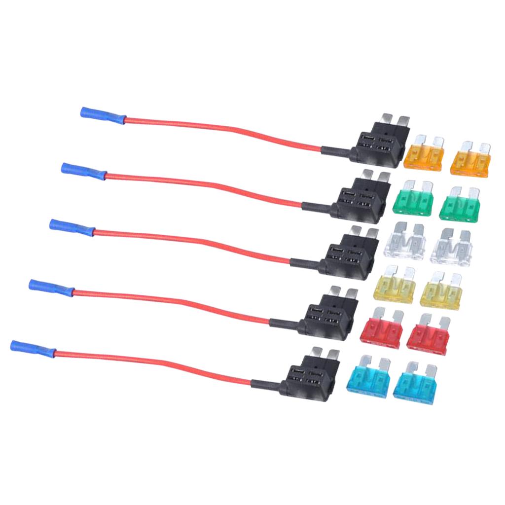 12 Pieces 5A 10A 15A 20A 25A 30A Medium Fuses w/ Fuse Holders