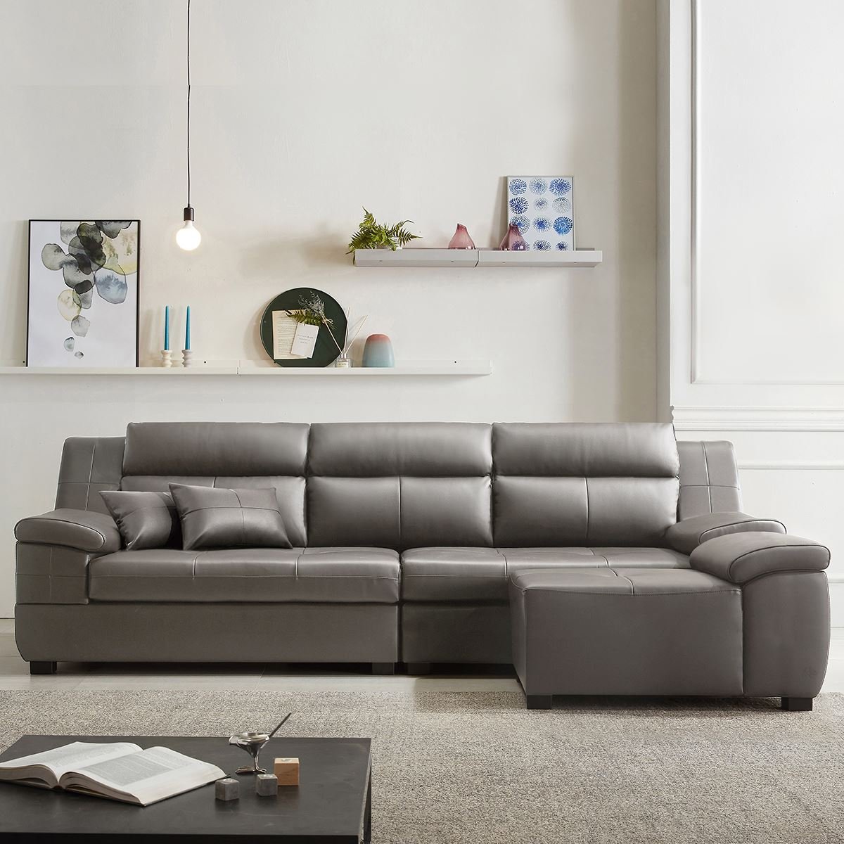 Hình ảnh SF309 - GHẾ SOFA DA THẬT 4 CHỖ NGỒI KÈM ĐÔN