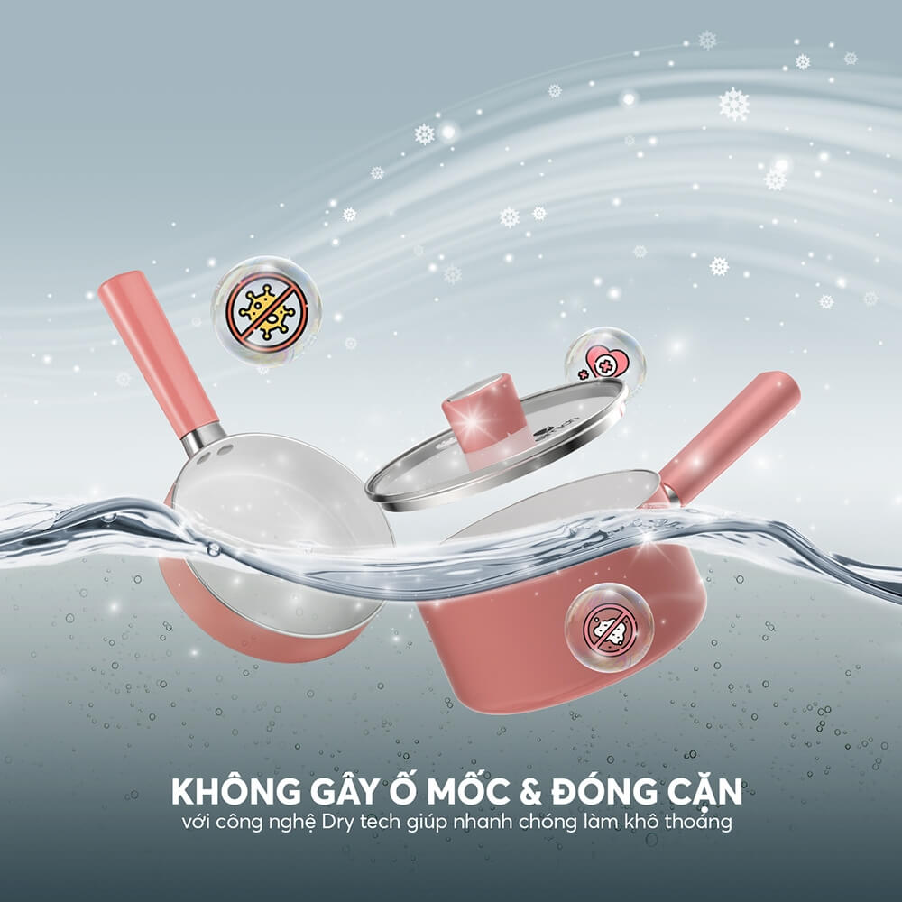 Bộ nồi chảo chống dính 16cm Elmich baby EL-1169AP, Hàng chính hãng, Dùng được nhiều loại bếp - JoyMall