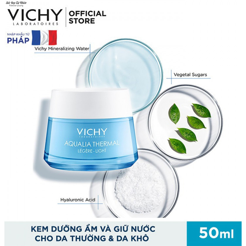 Kem Dưỡng Ẩm &amp; Cung Cấp Nước Cho Da giúp Căng Mịn Và Mượt Vichy Aqualia Thermal Rehydrating Light Cream (50ml) - MB067200