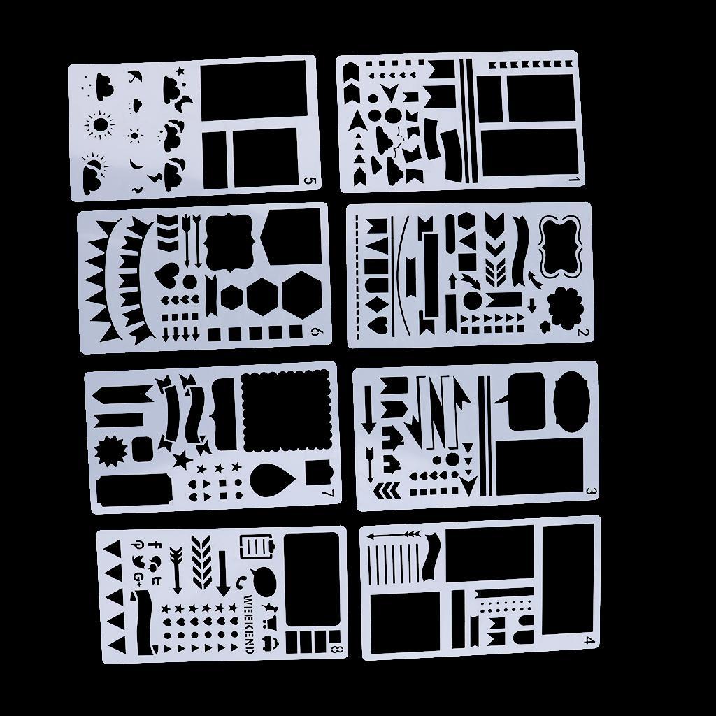20 Pieces Plastic Journal Stencils Drawing Template for Planner/Journaling/Scrapbooking/Notebook/Diary/Card/Art
