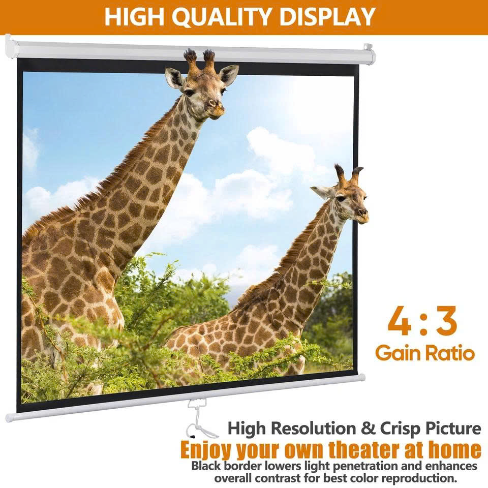 Màn chiếu treo tường kéo tay Apollo/ Prima kích thước từ 84 inch đến 150inch tỉ lệ 4:3 - Hàng nhập khẩu