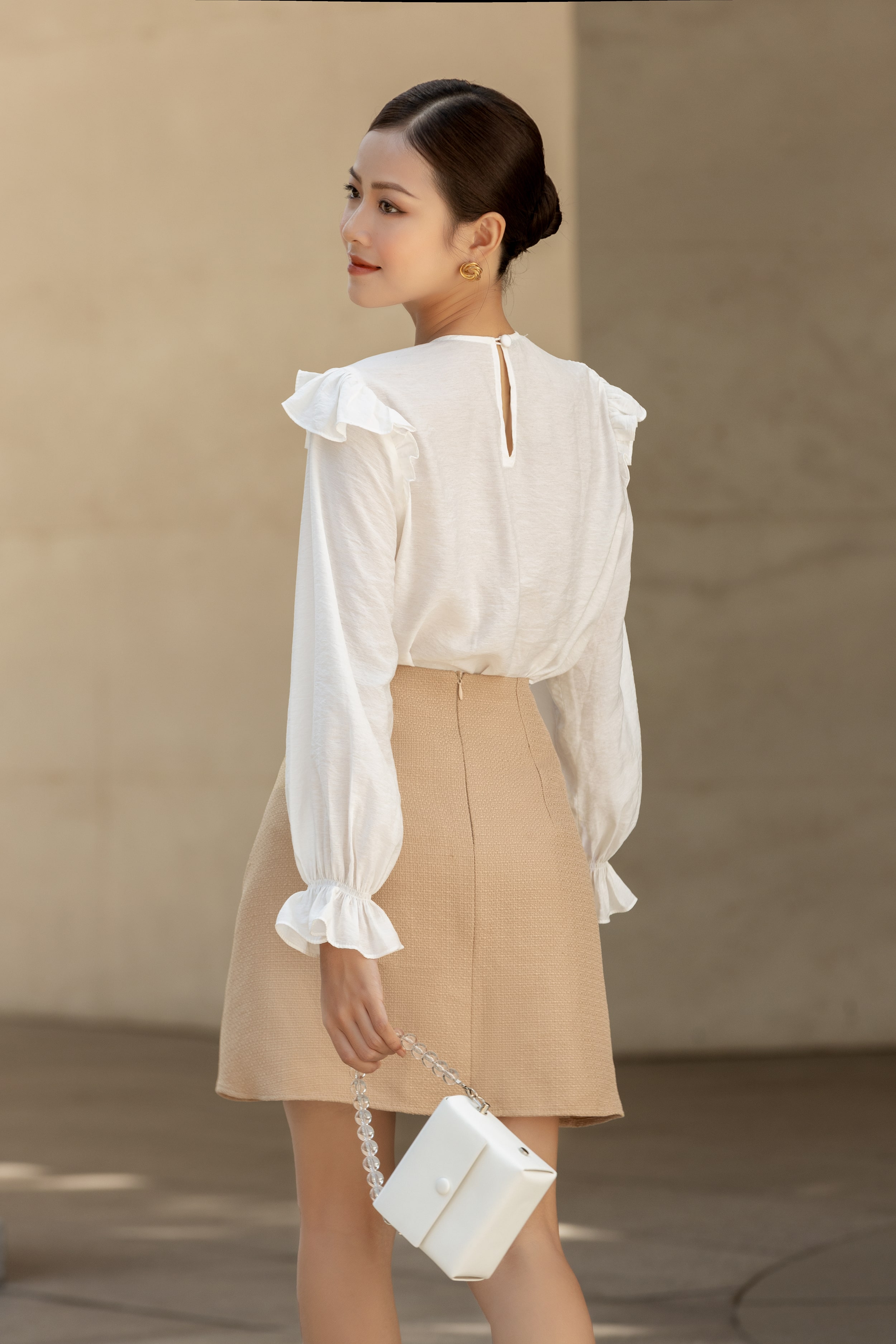 OLV - Chân váy Plicated Tie Skirt in Beige