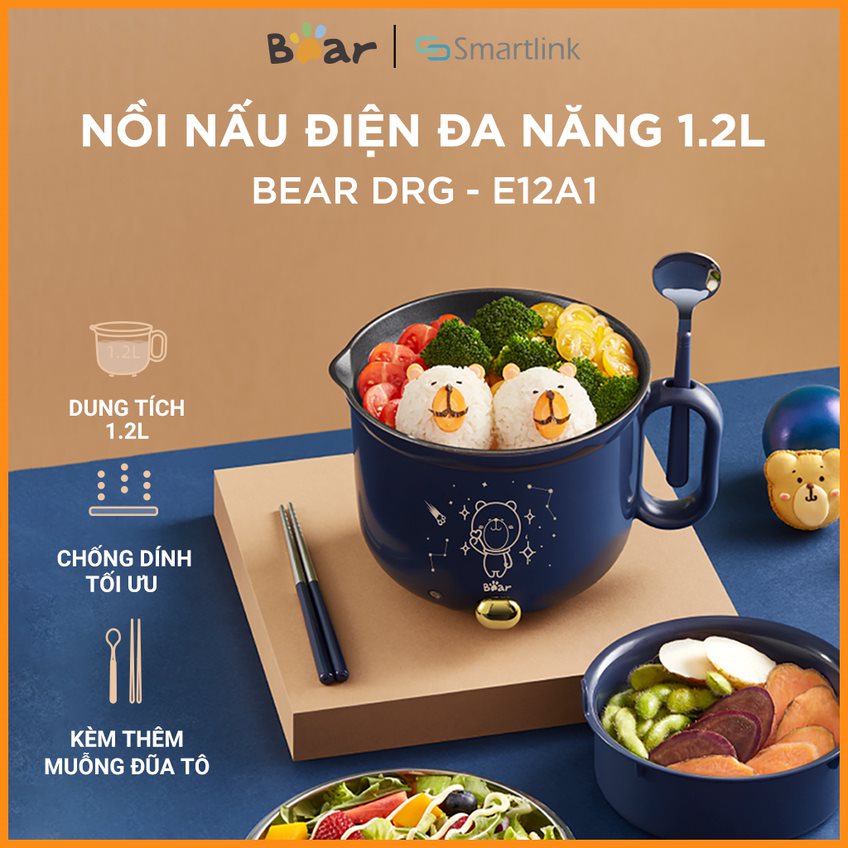 Nồi nấu điện đa năng Bear dung tích 1.2L DRG-E12A1 - Hàng chính hãng