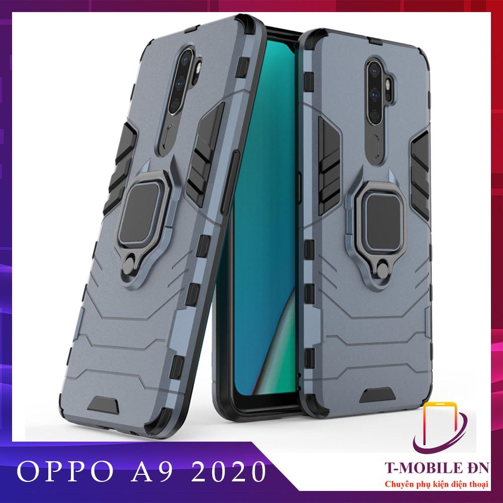 Ốp lưng cho Oppo A9 2020 iron man chống sốc kèm nhẫn xoay chống xem video bảo vệ camera