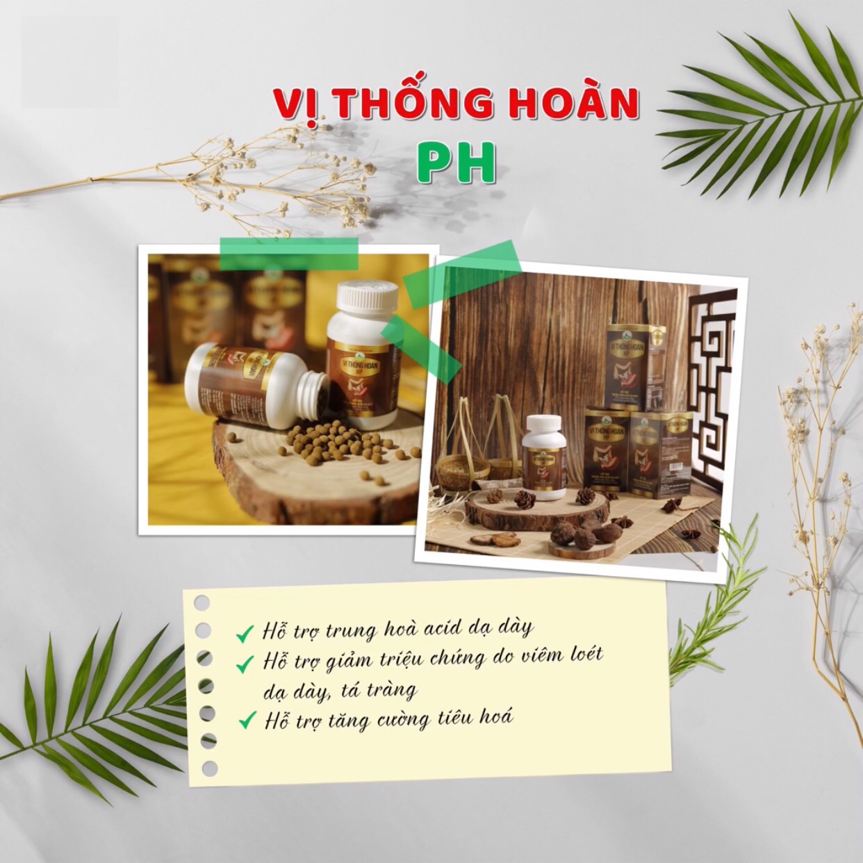 Viên uống thảo dược hỗ trợ các bệnh dạ dày lọ 90g đông y Hòa Phương HP1I