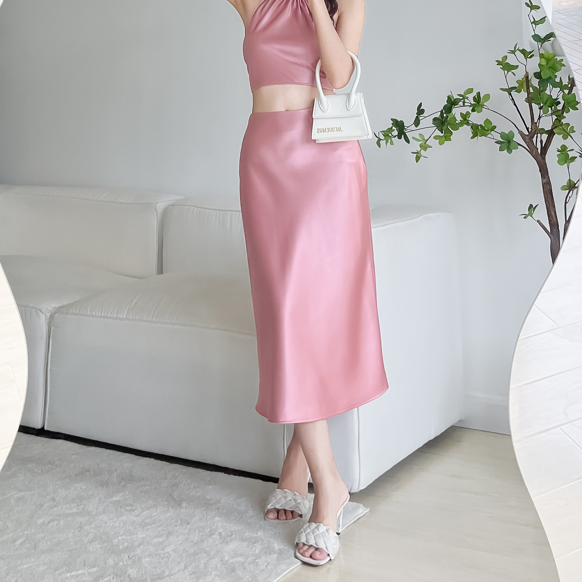 Chân Váy Dài Qua Gối FILILO Vải Lụa Xòe chữ A Vixi Skirt Form chuẩn có Bigsize Thiết kế Cao cấp