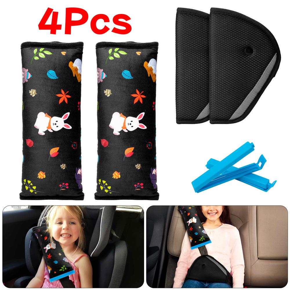 4 Động Vật Dây An Toàn Gối Dây An Toàn Xe Hơi Có Với Kẹp Điều Chỉnh Vai Đai An Toàn Kèm Dây Đeo Gối Tựa Đầu Cho trẻ Em