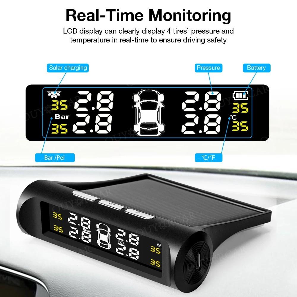 Hệ thống giám sát áp suất lốp xe thông minh TPMS màn hình LCD kỹ thuật số có cổng USB