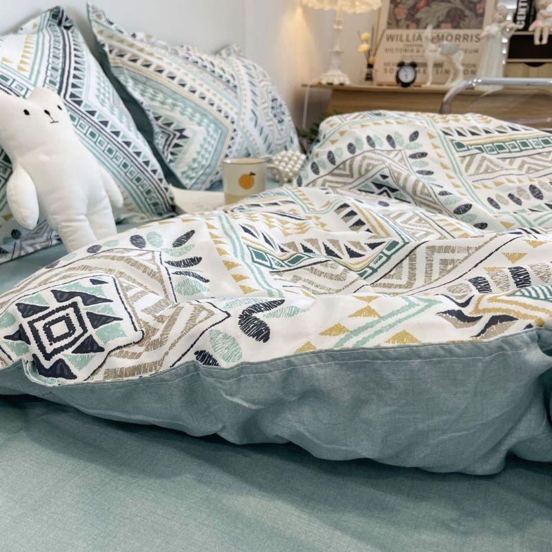 Bộ chăn ga gối cotton fly nhập khẩu thổ cẩm