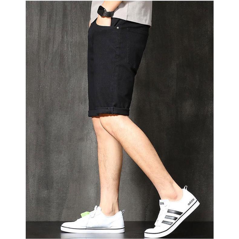 Quần Short Jeans Đen Co Giãn 2 Chiều Cao Cấp SZone SQ610A