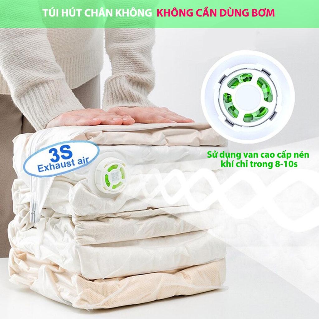 Túi hút chân không đựng quần áo Food Saver để bọc chăn màn không cần dùng bơm 2 lớp khóa zip