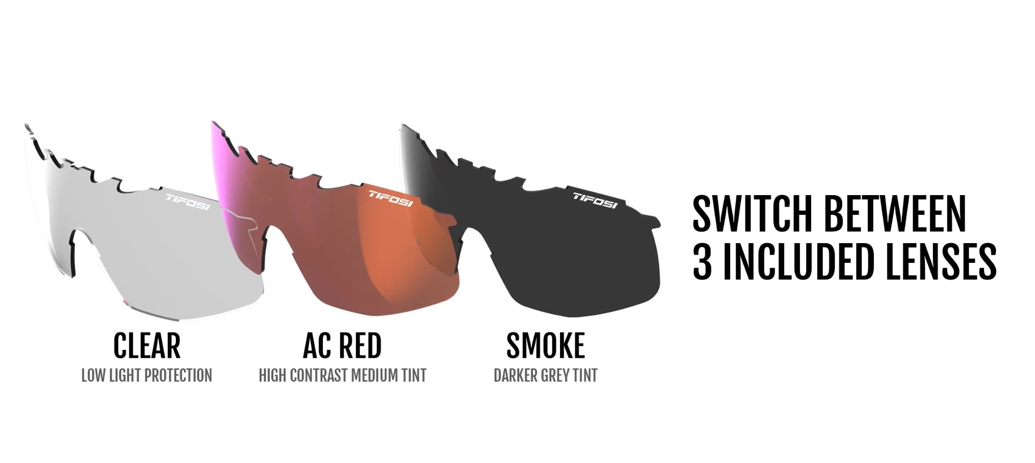Kính thể thao chạy bộ TIFOSI AETHON MATTE BLACK Tròng Smoke, AC Red &amp; Clear