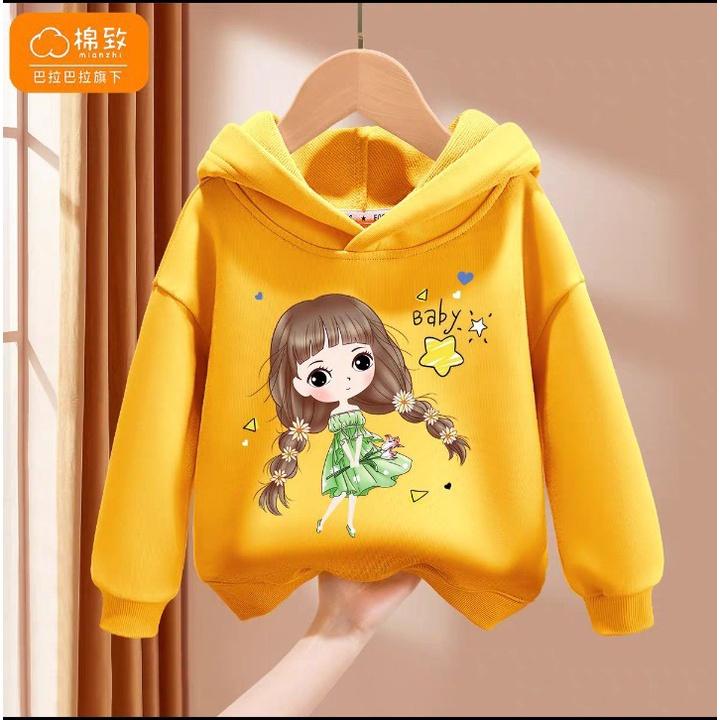 Áo hoodies cho bé gái từ 9 đên 33kg cô gái váy xanh cute dáng rộng chất nỉ bông siêu cute