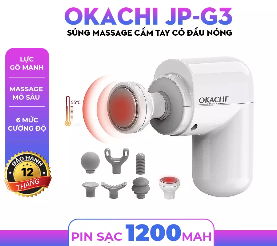 Súng Massage Có Đầu Nóng Okachi JP-G3 Màu Đen